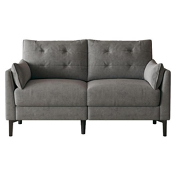 Reign 57" Loveseat - Dark Gray Cotton Linen Fabric - Solid Wood Frame 