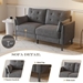 Reign 57" Loveseat - Dark Gray Cotton Linen Fabric - Solid Wood Frame - CAB1861