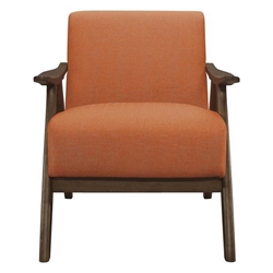 Brixham Accent Chair with Textured Orange Fabric and Walnut Finish Frame 