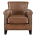 Oceana Traditional Brown Leather Accent Chair - Solid Wood Frame - Top-Grain Leather with Nailhead Trim