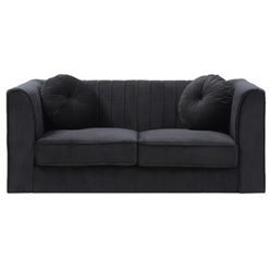 Haze Loveseat - Black Velvet - Heavy Duty Chrome Legs 