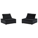 Kyneton Armless Lounge Chair- Black Velvet - Black Plastic Leg - Set of 2 - CAB1889