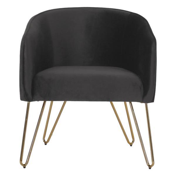 Jasper Lounge Arm Chair - Black Velvet - Black Finish Legs 