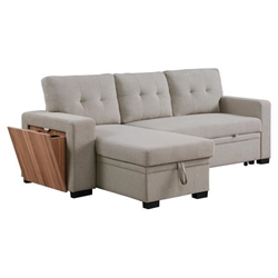 Spectrar 53" 3-Piece Upholstered Sectional - Light Gray Linen Blend Fabric - Black Leg Color 