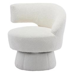 Mystic 360-Degree Swivel Cuddle Barrel Accent Chair - Beige Boucle Fabric 