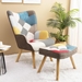 Elevton Accent Chair with Ottoman - Colorful Linen Fabric - Solid Wood Frame - CAB1906