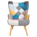 Elevton Accent Chair with Ottoman - Colorful Linen Fabric - Solid Wood Frame - CAB1906