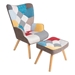 Elevton Accent Chair with Ottoman - Colorful Linen Fabric - Solid Wood Frame - CAB1906