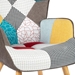 Elevton Accent Chair with Ottoman - Colorful Linen Fabric - Solid Wood Frame - CAB1906