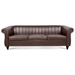 Thornguard 83" Chesterfield Three Seater Sofa - Brown Polyurethane - Dark Brown Finish Legs - CAB1912