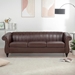 Thornguard 83" Chesterfield Three Seater Sofa - Brown Polyurethane - Dark Brown Finish Legs - CAB1912