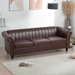 Thornguard 83" Chesterfield Three Seater Sofa - Brown Polyurethane - Dark Brown Finish Legs - CAB1912