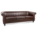 Thornguard 83" Chesterfield Three Seater Sofa - Brown Polyurethane - Dark Brown Finish Legs - CAB1912