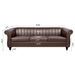 Thornguard 83" Chesterfield Three Seater Sofa - Brown Polyurethane - Dark Brown Finish Legs - CAB1912