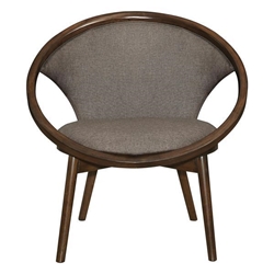 Briarbank Accent Chair - Mid-Century Design - Chocolate Fabric - Solid Rubberwood Frame - Walnut Finish 