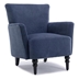 Asteria Accent Armchair - Blue Linen Upholstery - Solid Wood Feet