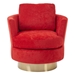 Hypnotic Velvet Swivel Barrel Chair - Red - Gold Stainless Steel Base - CAB1940