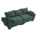 Gatsbystyle 88" Modern Sailboat Sofa - 3 Seater with 2 Pillows - Green Corduroy Fabric - Genuine Eucalyptus Wood Frame - CAB1949