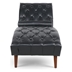 Dawntree Upholstered Chaise Lounge - Black Polyurethane - Birch Legs