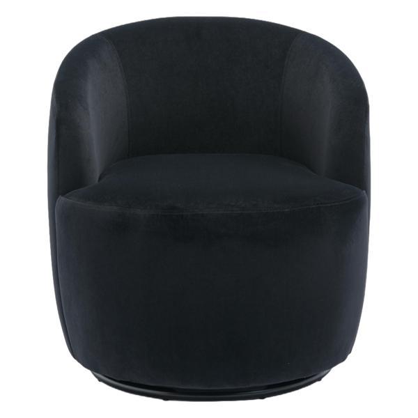 Kalima Swivel Accent Armchair Barrel Chair - Black Velvet Fabric 