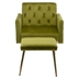 Vallwyn Accent Chair with Adjustable Armrests and Backrest - Olive Green Velvet - Black Iron Legs