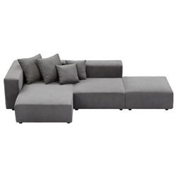 Carson Soft Corduroy Sectional Modular Sofa Set - Gray 