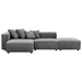 Carson Soft Corduroy Sectional Modular Sofa Set - Gray - CAB1980