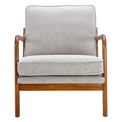 Hortensia Accent Chair - Oyster Grey Boucle - Teak Color Legs 