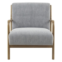 Novaria Lounge Chair - Grey Upholstery - Elm Wood Frame 