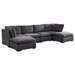 Epoch 129" Modular Sofa with Ottoman - Dark Grey Fabric - Solid Wood Frame and Legs - CAB1993