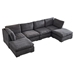 Epoch 129" Modular Sofa with Ottoman - Dark Grey Fabric - Solid Wood Frame and Legs - CAB1993