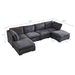 Epoch 129" Modular Sofa with Ottoman - Dark Grey Fabric - Solid Wood Frame and Legs - CAB1993