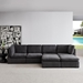 Epoch 129" Modular Sofa with Ottoman - Dark Grey Fabric - Solid Wood Frame and Legs - CAB1993