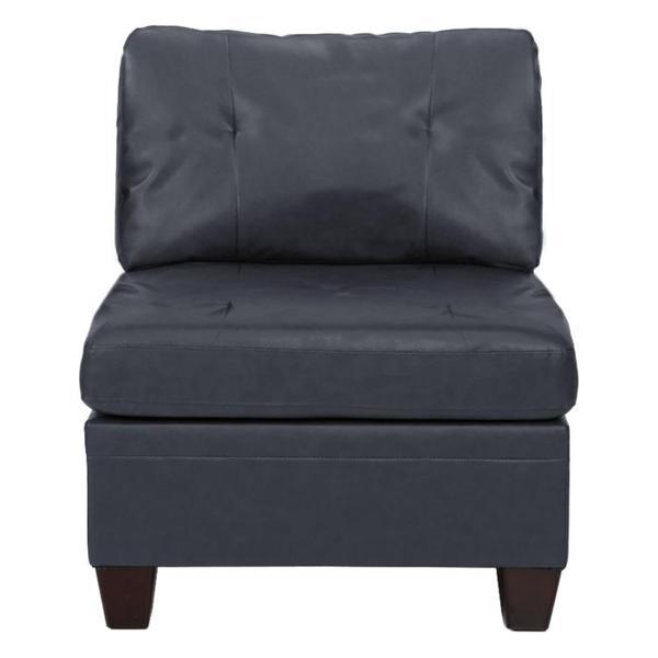 Kaidaira Contemporary Genuine Leather 1-Piece Armless Chair - Black Color - Tufted Seat 