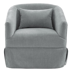 Blossom Hill Swivel Accent Armchair - Light Green Linen Blend - Metal Frame 