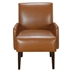 Harpina Luxurious Accent Chair with Arm - Brown Leather-Like Upholstery - Wooden Legs