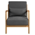 Jaffrey Leisure Chair with Solid Wood Armrest and Feet - Dark Grey Linen Fabric