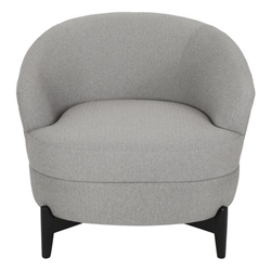 Jarrow Club Chair - Gray Boucle Fabric - Wooden Cross-Base Frame 