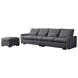 Terra Veda 114 Modular Sofa with Reversible Ottoman USB Ports & Cup Holder - Dark Grey 