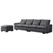 Terra Veda 114 Modular Sofa with Reversible Ottoman USB Ports & Cup Holder - Dark Grey - CAB2015