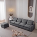 Terra Veda 114 Modular Sofa with Reversible Ottoman USB Ports & Cup Holder - Dark Grey - CAB2015