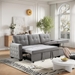 Celest 77" Reversible Sectional Storage Sleeper Sofa Bed - Chaise with Storage - Skin-Feeling Velvet Fabric - Light Grey Color - CAB2018