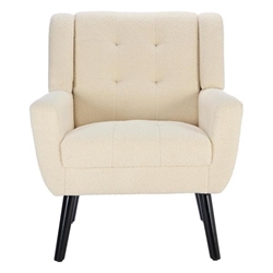 Village Green Accent Chair - Modern Ergonomics - White Teddy Fabric - Black Legs 