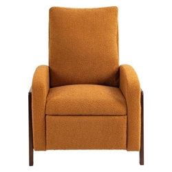 Brookside Recliner Chair - Orange Boucle - Solid Hardwood Frame 