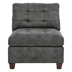 Village Tufted Armless Chair - Antique Grey Breathable Leatherette - Wooden Legs