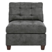 Village Tufted Armless Chair - Antique Grey Breathable Leatherette - Wooden Legs - CAB2029