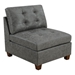 Village Tufted Armless Chair - Antique Grey Breathable Leatherette - Wooden Legs - CAB2029