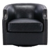 Zest Swivel Chair - Black Faux Leather - Solid Wood Frame