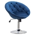 Savoyance Swivel Accent Chair - Blue Velvet Upholstery - Button-Tufted Back - Chromed Metal Base