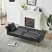 Yseult 67" Loveseat Sofa Bed with Adjustment Armrests - Black Faux Leather - Light Brown Wood Frame - CAB2072